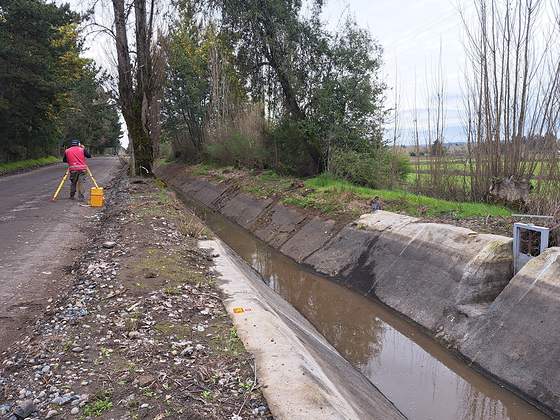 Nivelación y control topográfico en un camino rural